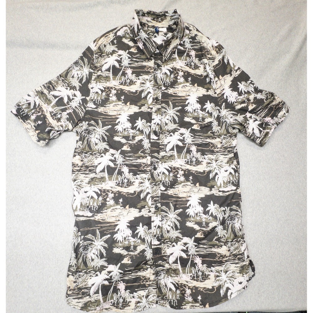 H&M Divided Hawaiian Floral Short Sleeve Slim Fit Button Up Shirt‎ Mens Large